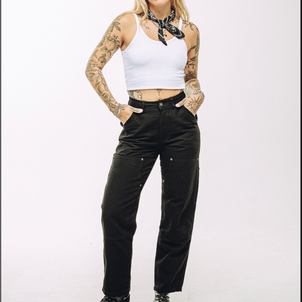 Black Cropped Utility Pants - Women
